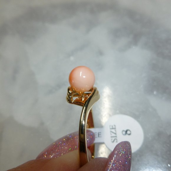 18k Yellow gold electroplated Coral Designer Dolphin Ore Ring - Picture 8 of 14